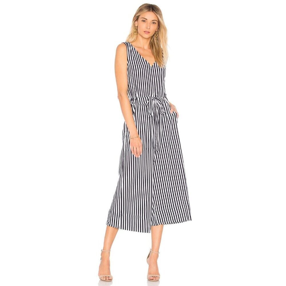 M.D.S Stripes Amanda Jumpsuit Navy Stripe Size 1/Small Quiet Luxury Preppy